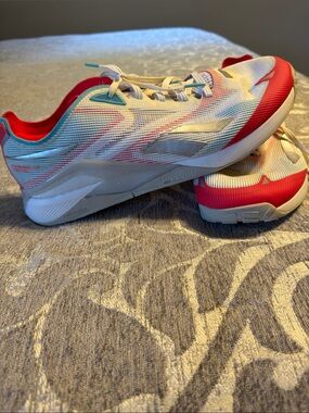 Reebok Nano Froning X2 Men’s White Athletic Sneakers with Red and Blue Accents
